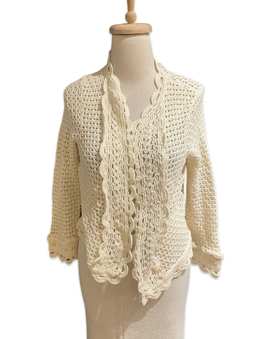 Knitted Knotted Ekru Kadın Hırka M