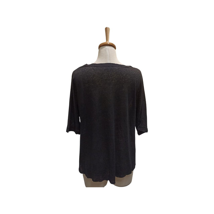 Ebru Günay Siyah Kadın Keten Bluz STD