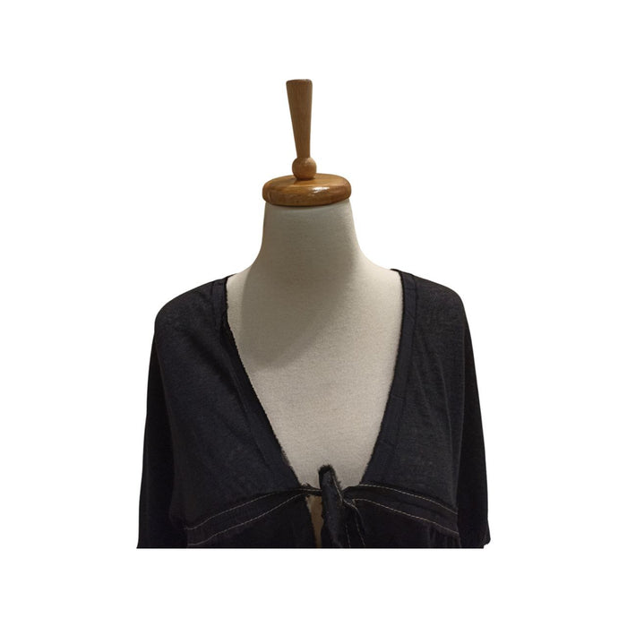 Ebru Günay Siyah Kadın Keten Bluz STD