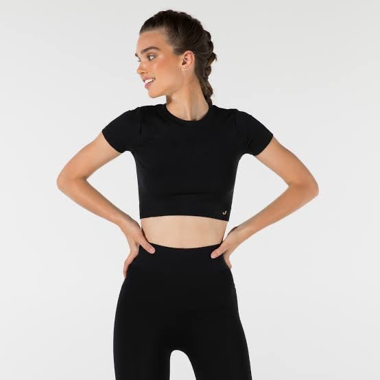 Jerf Captiva Yumuşak Dokulu Esnek Siyah Kadın Crop Top M