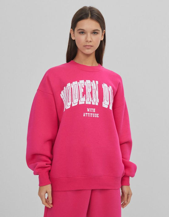 Bershka Pembe Kadın Sweatshirt M