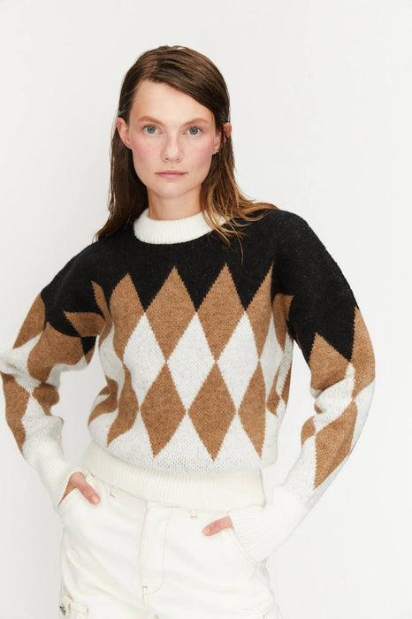 New In çok Renkli Kadın Kazak M