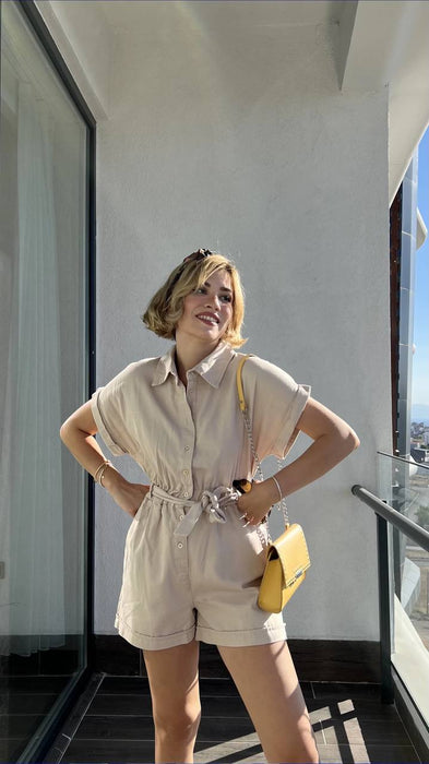 Beyyoğlu Haki Kadın Şort Tulum S