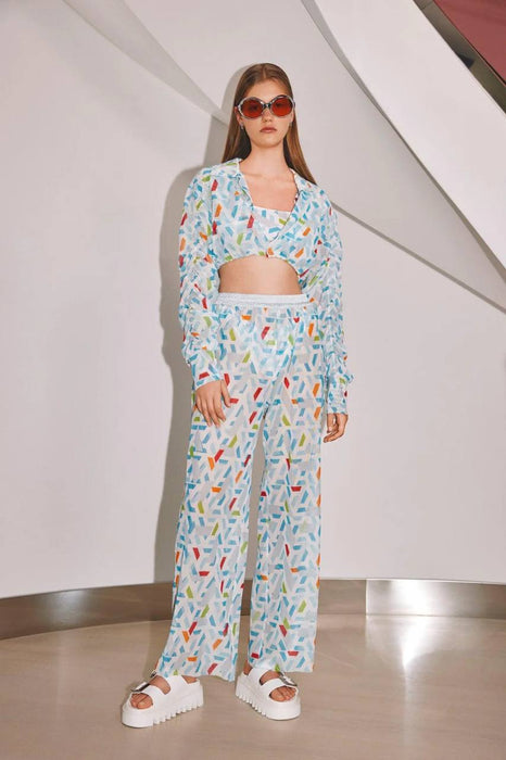 Ace Nayman Mavi Tül Kadın Takım Üst Pantolon S