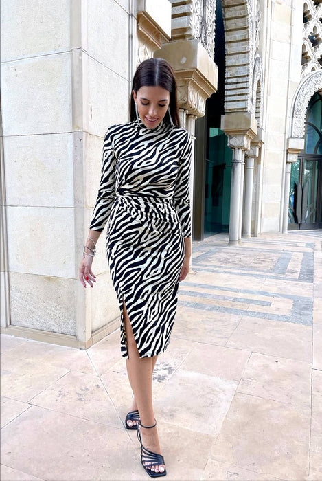 Ronny Kobo Siyah Beyaz Kadın Elbise S