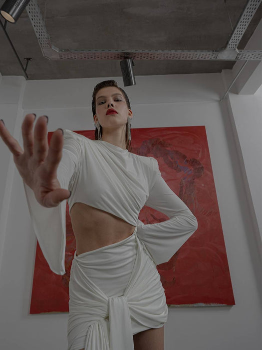 GIAE Beyaz Mini Boy Kadın Elbise S