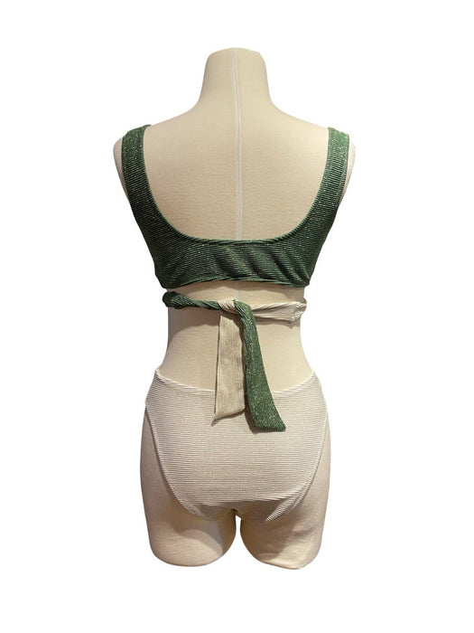 Muse For All Yeşil Beyaz Bağlama Detaylı Bikini Takım S