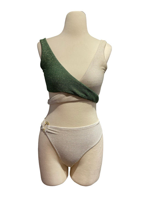 Muse For All Yeşil Beyaz Bağlama Detaylı Bikini Takım S