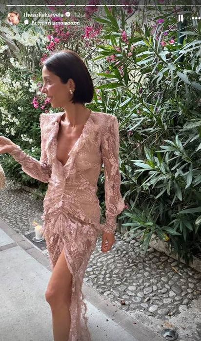 Alessandra Rich Pembe Dantelli Kadın Elbise XS