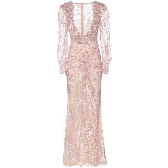 Alessandra Rich Pembe Dantelli Kadın Elbise XS