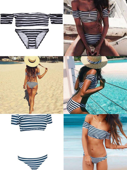 Siyah Beyaz Çigili Kadın Bikini S