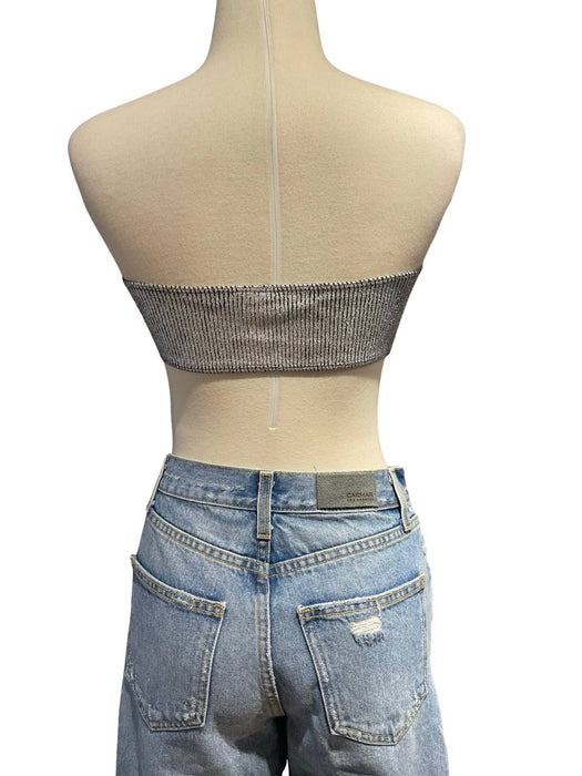 Gri Parlak Kadın Büstiyer Pantolon Takım S