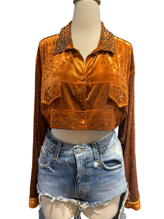 Norma Turuncu Kadın Crop Ceket S