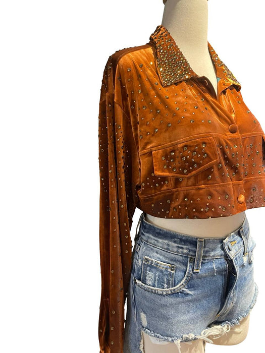 Norma Turuncu Kadın Crop Ceket S