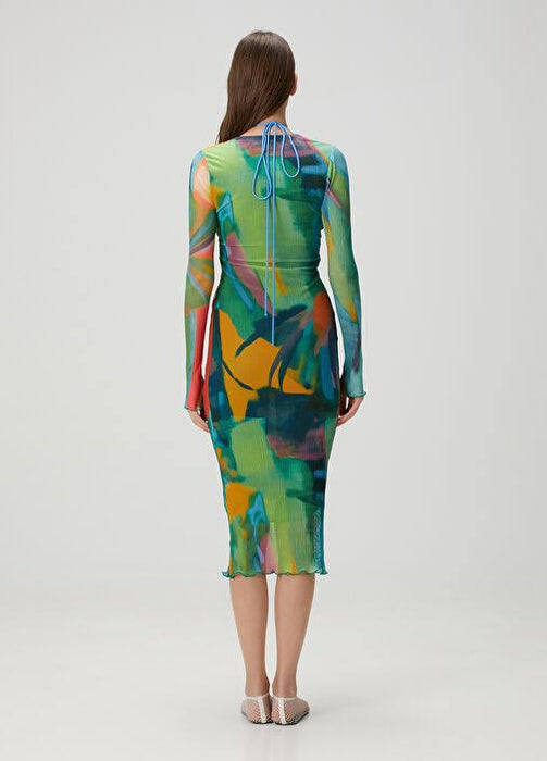 Sisters Yeşil Çok Renkli Kadın Elbise S