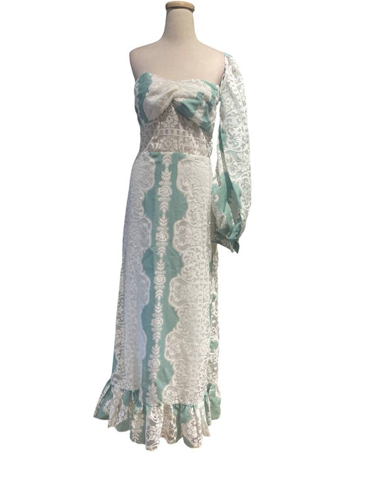 Lamperos Beyaz Yeşil Kadın Elbise S