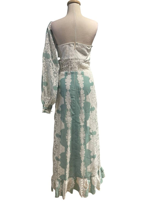 Lamperos Beyaz Yeşil Kadın Elbise S