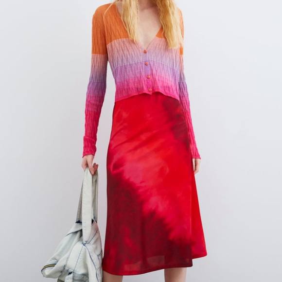 Zara Kırmızı Kadın Etek L