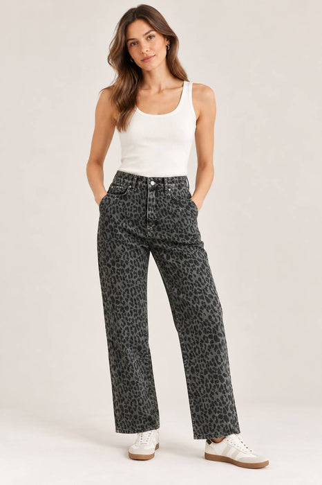 Trendyol Gri Leopar Desenli Pantolon M