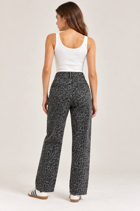 Trendyol Gri Leopar Desenli Pantolon M