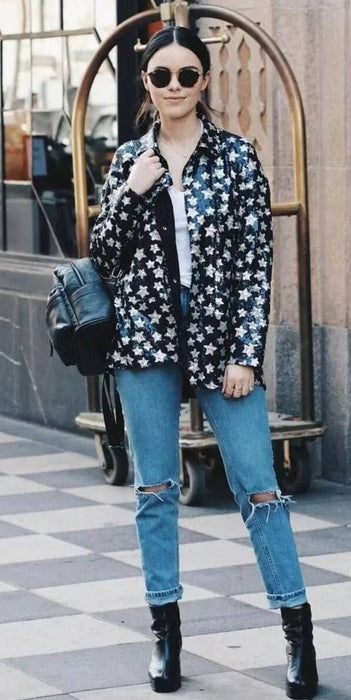 Zara Lacivert Kadın Payetli Ceket M