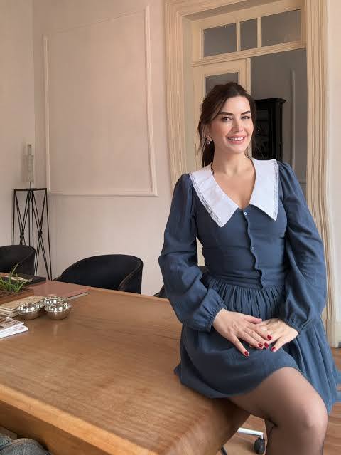 Zara Lacivert Kadın Beyaz Yakalı Elbise XS