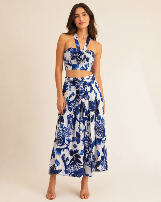 Cityl Pearl Mavi Beyaz Kadın Etek XS/S