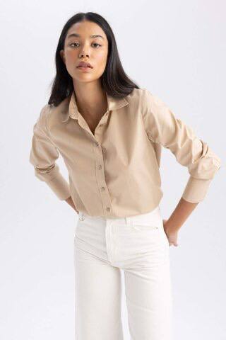 Defacto Bej Kadın Gömlek L