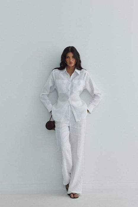 Suud Beyaz Kadın Pantolon S