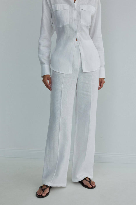 Suud Beyaz Kadın Pantolon S