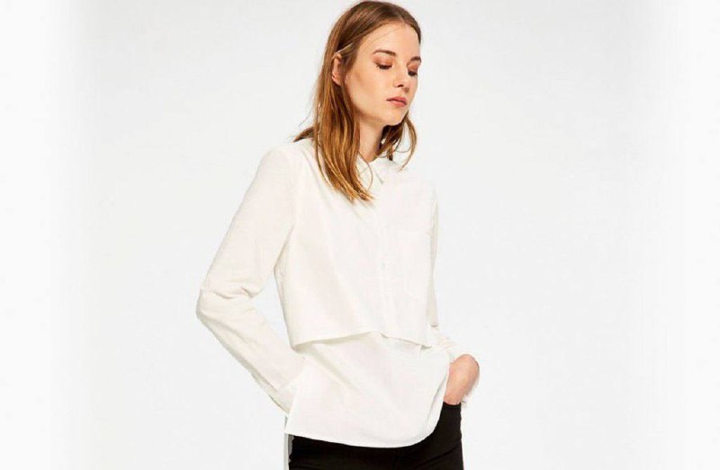 Massimo Dutti Ekru Kadın Gömlek L