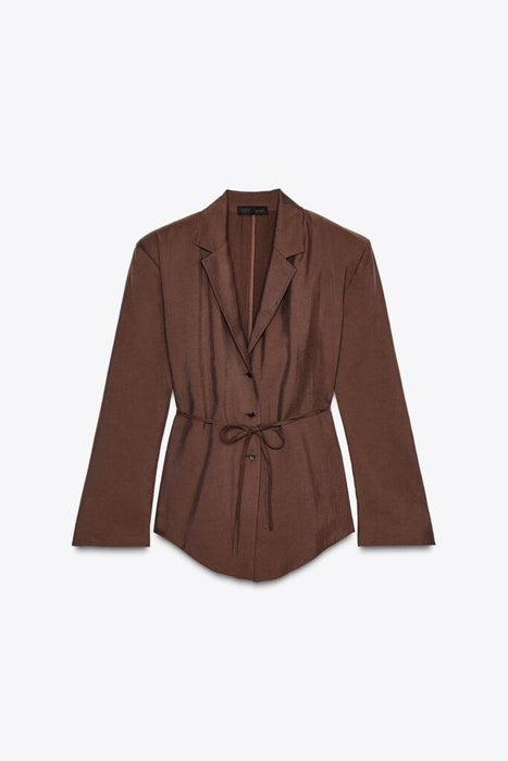 Zara Kahverengi Kadın İnce Kumaş Blazer Ceket  XS