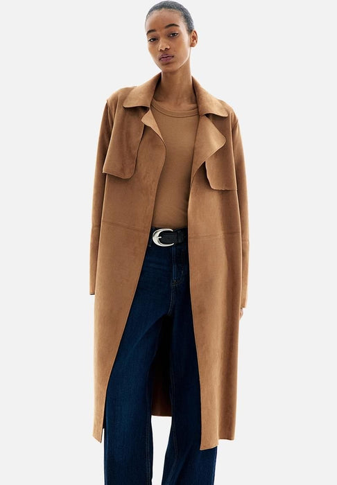 H&M Camel Kadın Süet Trençkot XS