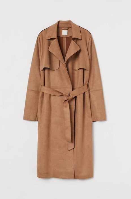 H&M Camel Kadın Süet Trençkot XS