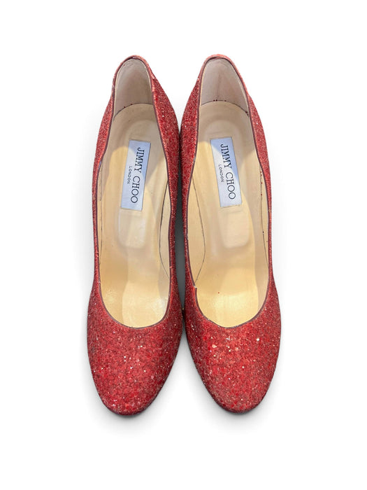 Jimmy Choo Kırmızı Kadın Taşlı Topuklu Ayakkabı