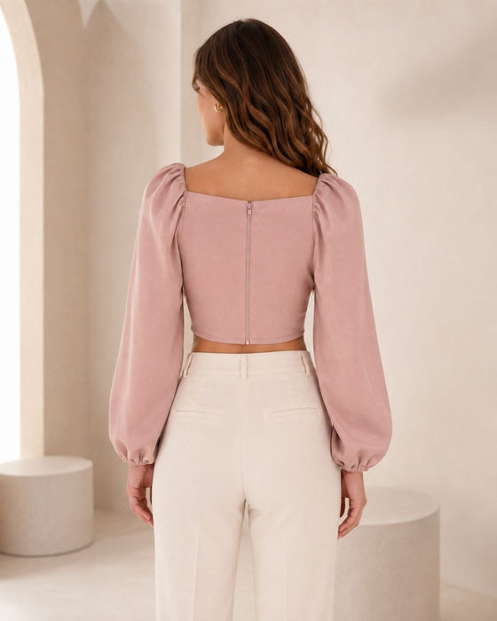 Zeynep Tosun Pudra Kadın Crop Bluz