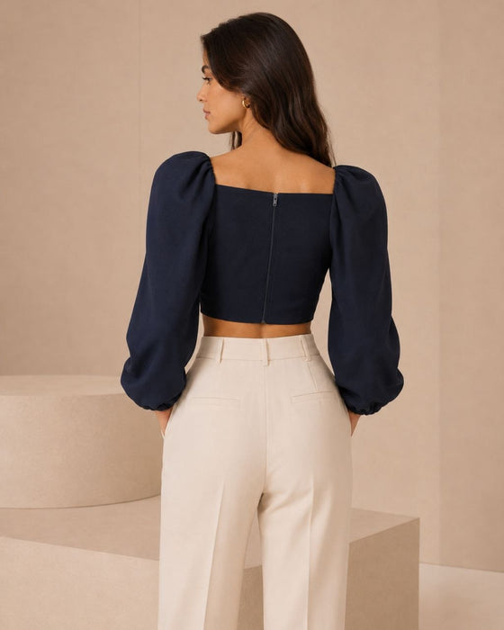 Zeynep Tosun Lacivert Kadın Crop Bluz S