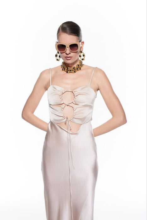 Mers Silk World Bej Kadın Elbise S