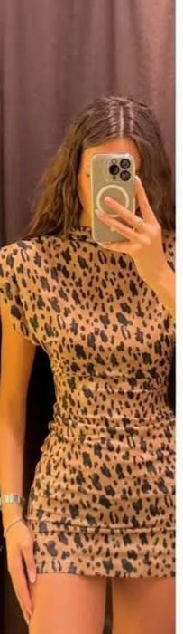 Zara Leopar Kadın Mini Elbise XS