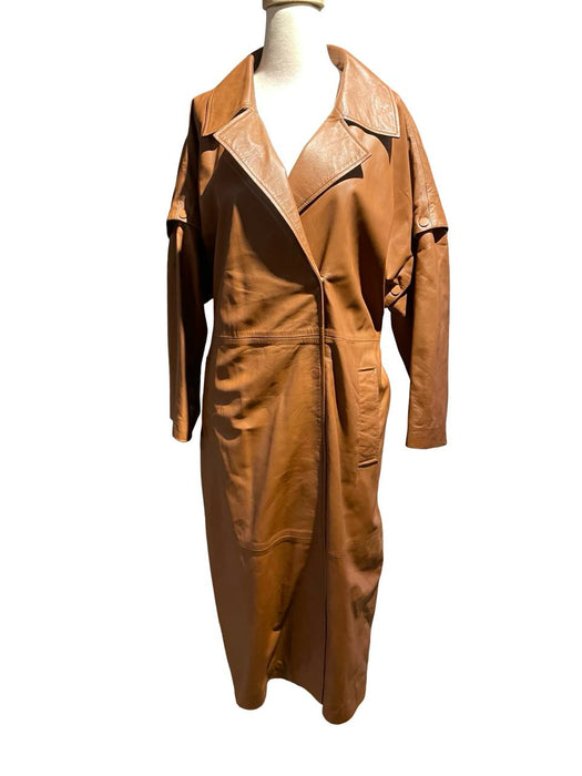 Network Kahvrengi Kadın Deri Trençkot S