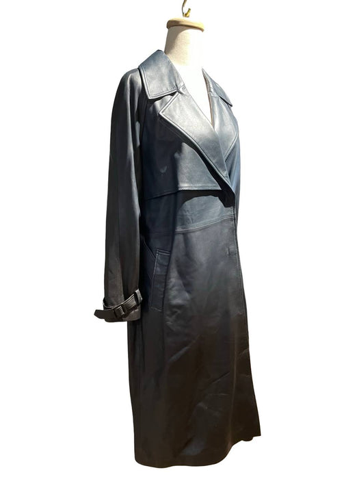 Network Lacivert Kadın Deri Trençkot S