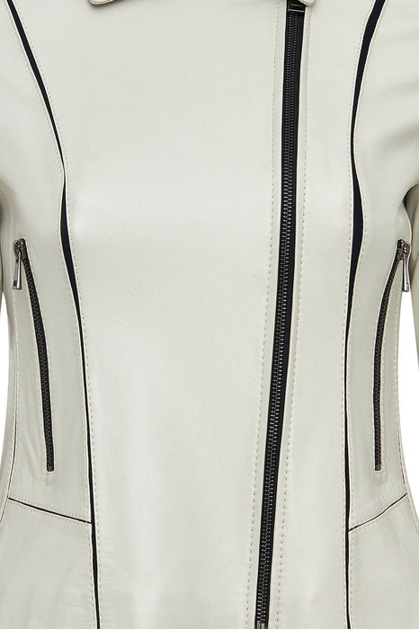 Derimod Bej Kadın Biker Deri Ceket XS