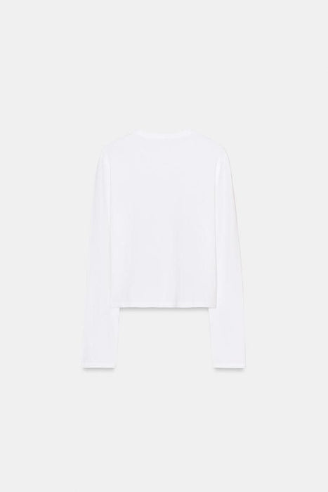 Zara Beyaz Kadın Uzun Kollu Tshirt S