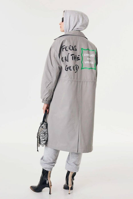 Twist Gri Kadın Pardesu XS