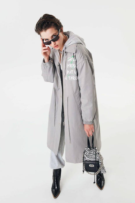 Twist Gri Kadın Pardesu XS