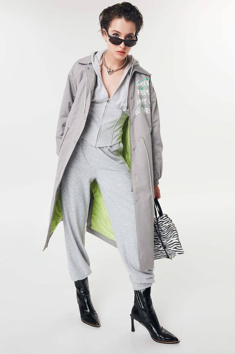 Twist Gri Kadın Pardesu XS