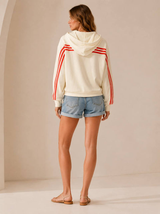 Adidas Beyaz Kadın Turuncu Çizgili Kadın Sweatshirt S