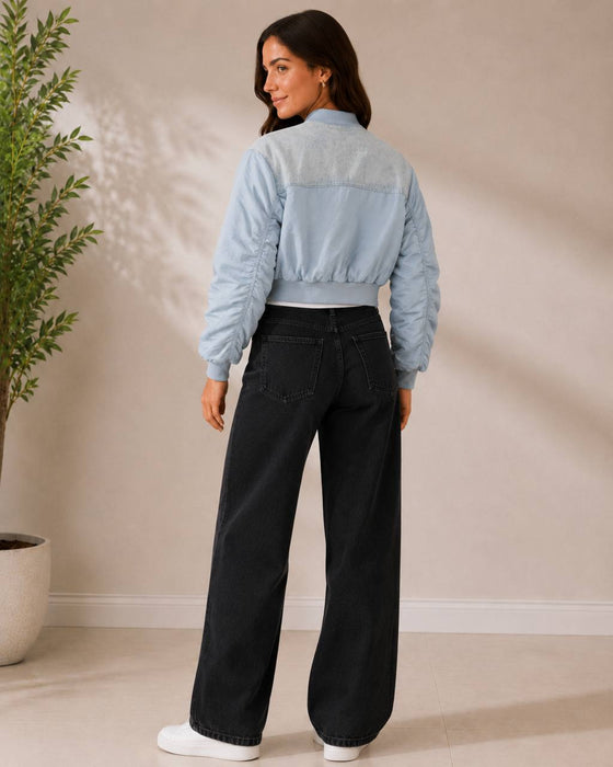 Bershka Mavi Kadın Crop Ceket S