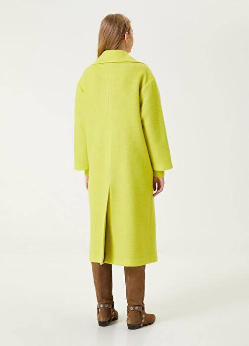 Beymen Neon Sarı Kadın Kruvaze Yün Keçe Palto XS