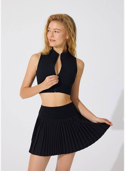 Act Fitness Siyah Kadın Fermuarlı Crop M